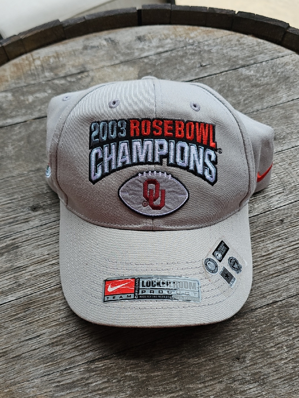 Vintage Nike Beige 2003 Rose Bowl Champions OU Football Cap Sooners NEW